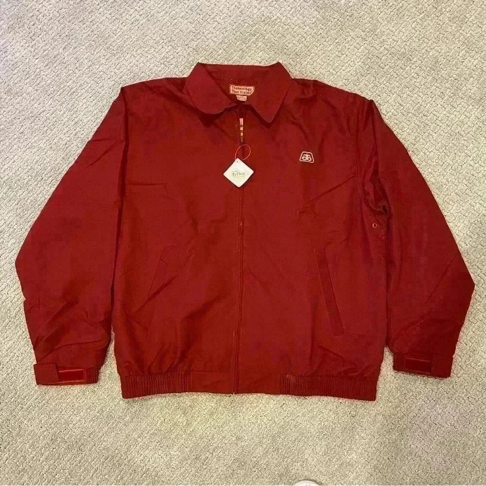 Pioneer‎ Vintage Mens Jacket Seed Farmer Windbreaker Logo size XL-T Color Red